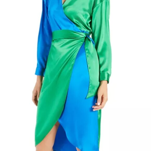 INC International Concepts Colorblocked Wrap Dress - Picture 1 of 4